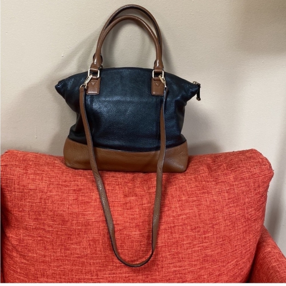 Calvin Klein Pebble Leather Black Tan Tote Bag
